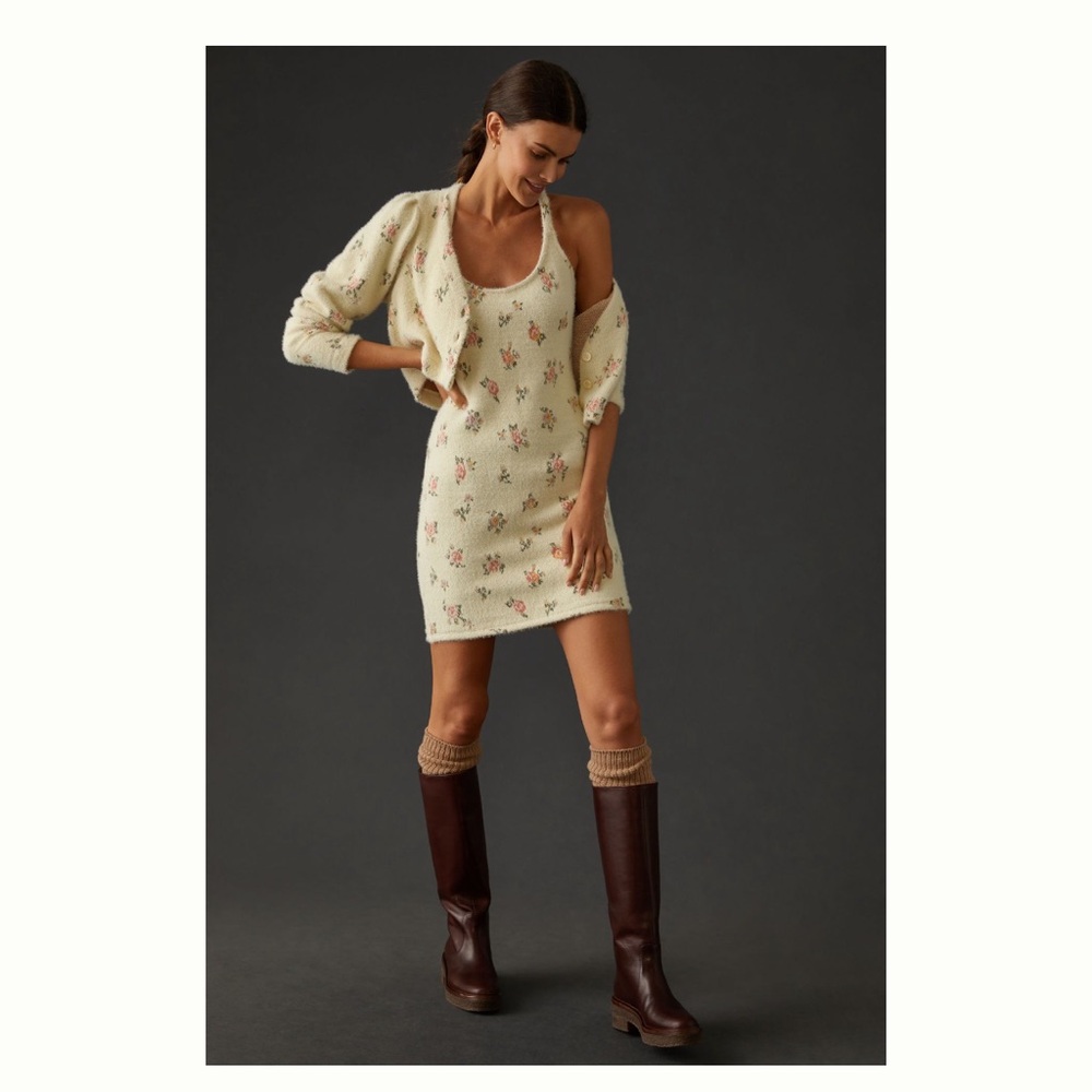 NWT Daily Practice By Anthropologie Floral Printed Sweater Dress Set